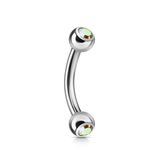 Surgical steel curve barbell with AB "diamond"