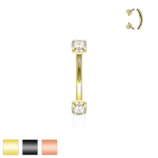 Curve Barbell with Prong Set CZ