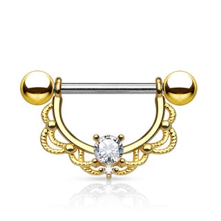 Elegant Gold Plated Nipple Shield with CZ