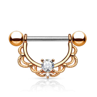 Elegant Rose Gold Plated Nipple Shield with CZ