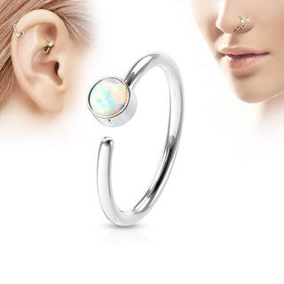 Surgical Steel Captive with White Opal