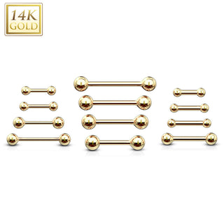 14K 14G Gold Barbell (Nipple, Tongue)