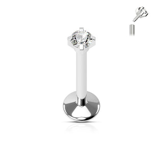Prong Set Clear Gem Internally Threaded