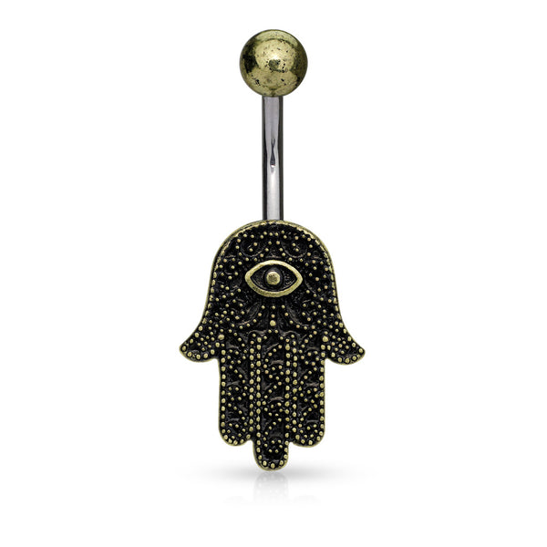 Black & Gold Hamsa Naval Ring